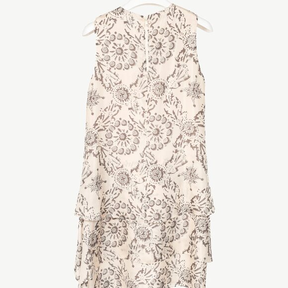 Brunello Cucinelli SS/20 Cream Printed Silk Tiered Mini Dress - Picture 3 of 14